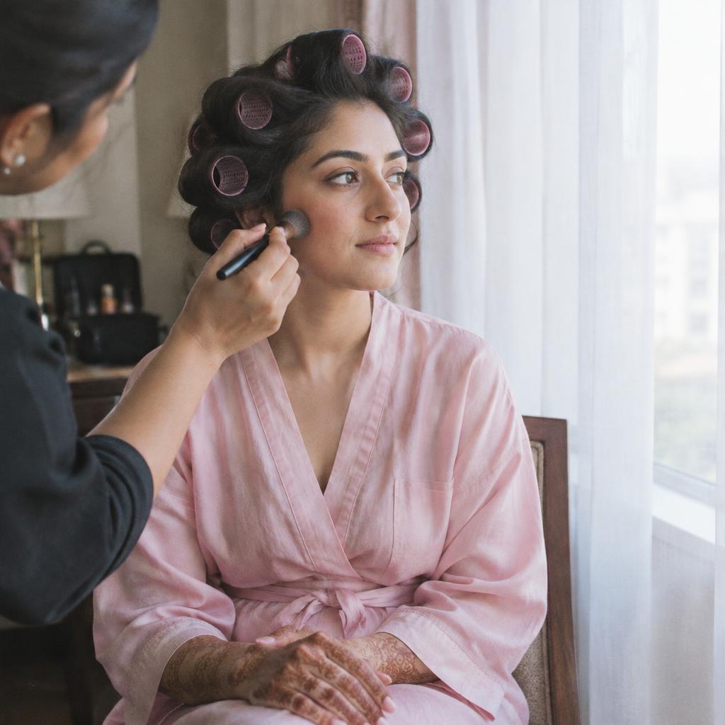 Roop Gill applying bridal makeup